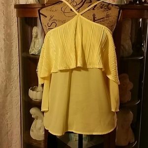 Lemon Yellow Cold Shoulder Top M, L